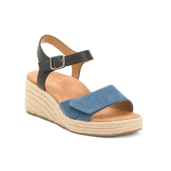 VIONIC Denim Sable Comfort Wedge Sandals